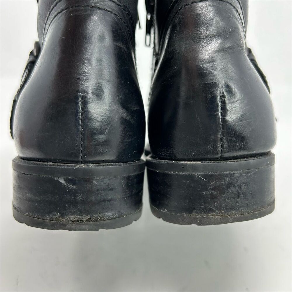 Born Women's Black Leather Ankle Booties Size 7.5 Casual Zip Buckle - Picture 8 of 11